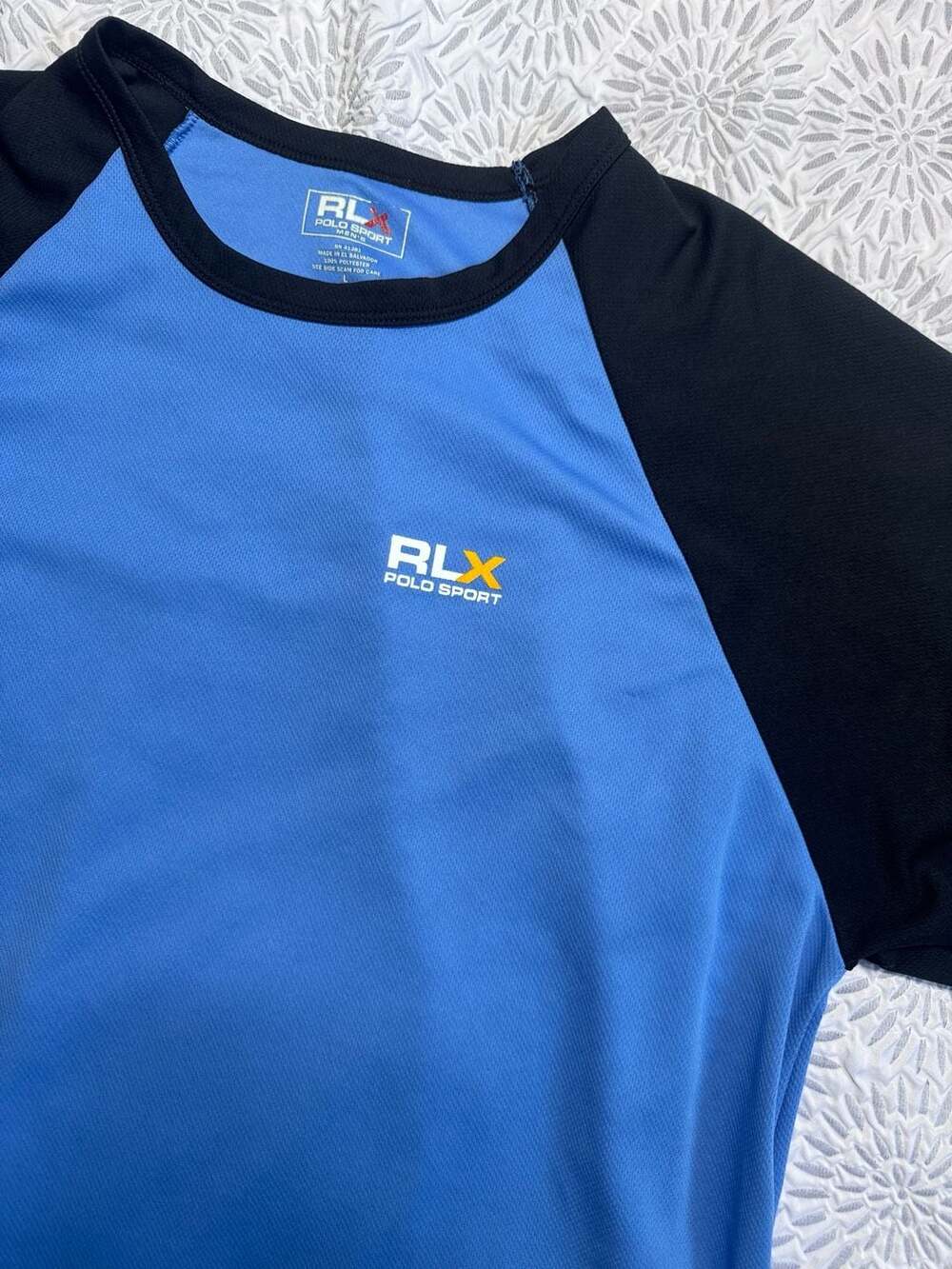 RLX Polo Ralph Lauren Sport Men's L Blue and Black Athletic T-Shirt